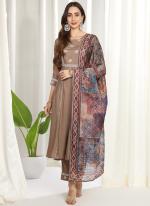 Cotton Silk Brown Eid Wear Embroidery Work Readymade Salwar Suit